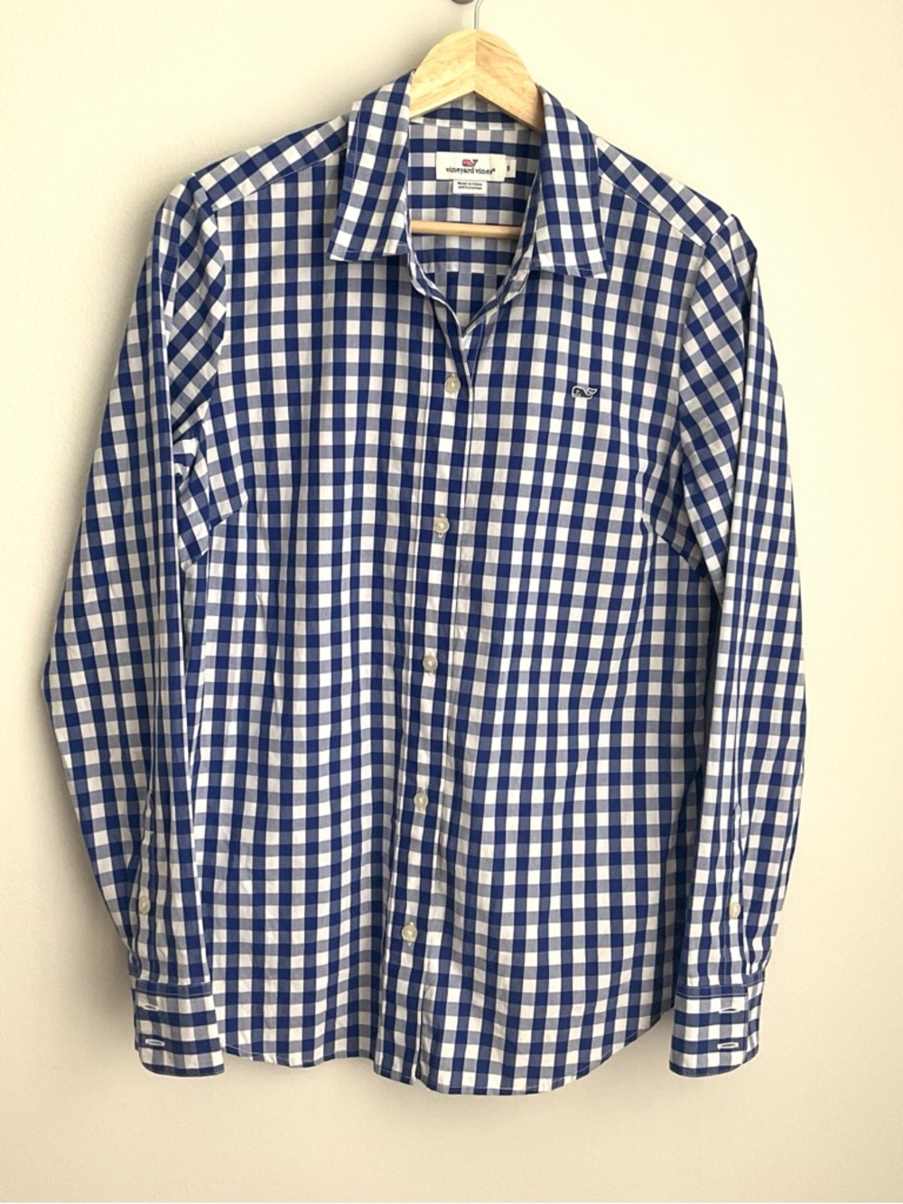 Vineyard Vines 100% Cotton Women Size 8 Blue and White Gingham Button-Down Shirt - Picture 3 of 8